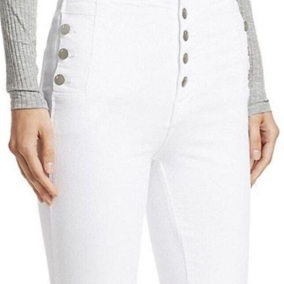 J Brand Natasha Sky High skinny jeans in white stretch denim - Picture 3 of 14